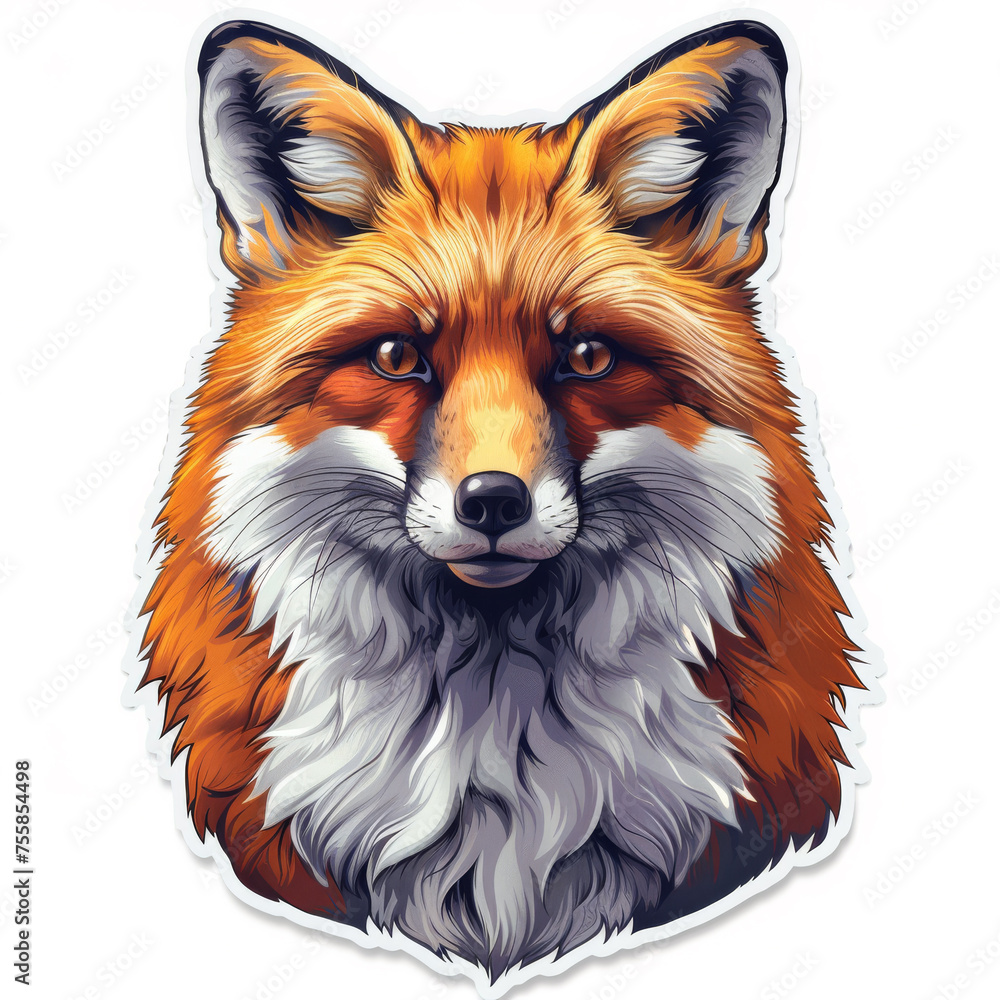 Naklejka premium Realistic Fox Head Sticker Illustration