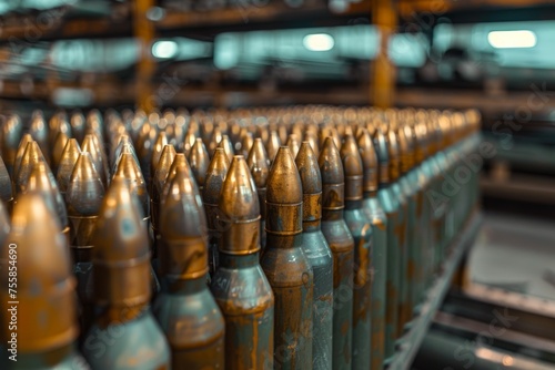 A row of old, rusted, and dirty bullets photo