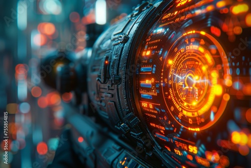 A futuristic looking device with a glowing orange center