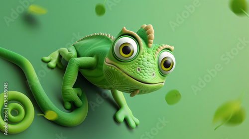 3d Cute Cartoon Chameleon Banner © Mudassir