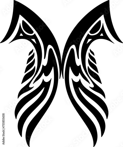 Fototapeta Naklejka Na Ścianę i Meble -  Wings Tattoo Design black vector silhouette image