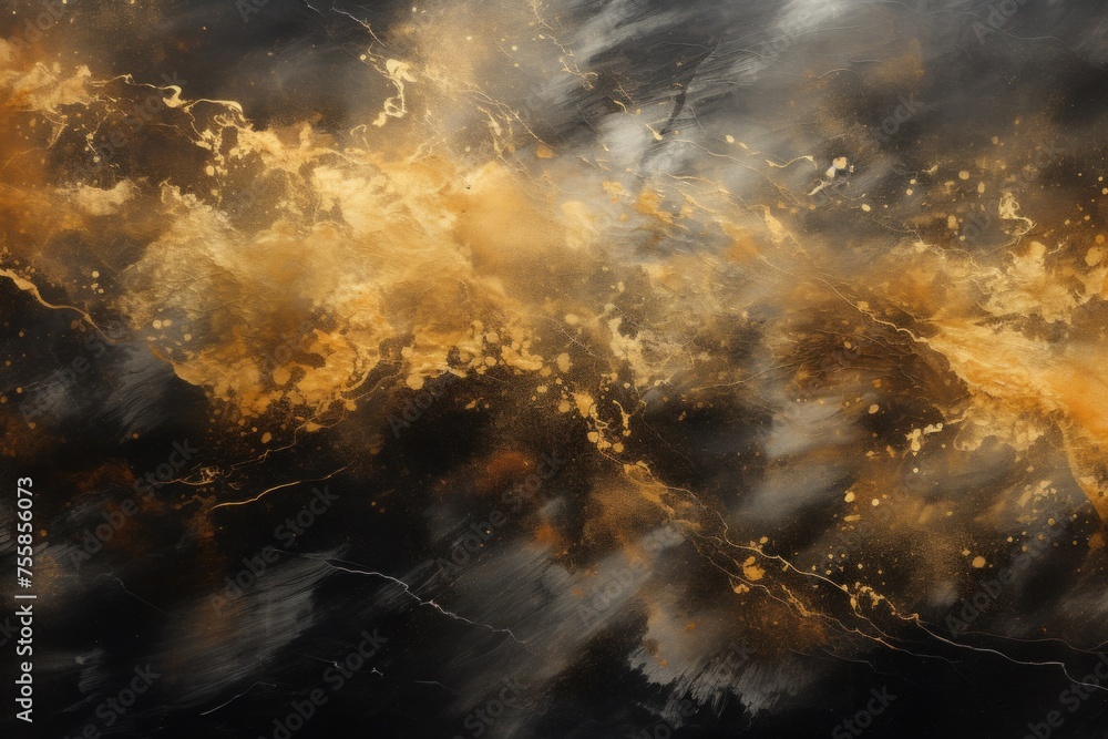 An abstract golden swirls on a dark background, evoking a cosmic and luxurious atmosphere. An abstract golden swirls on a dark background, evoking a cosmic and luxurious atmosphere.