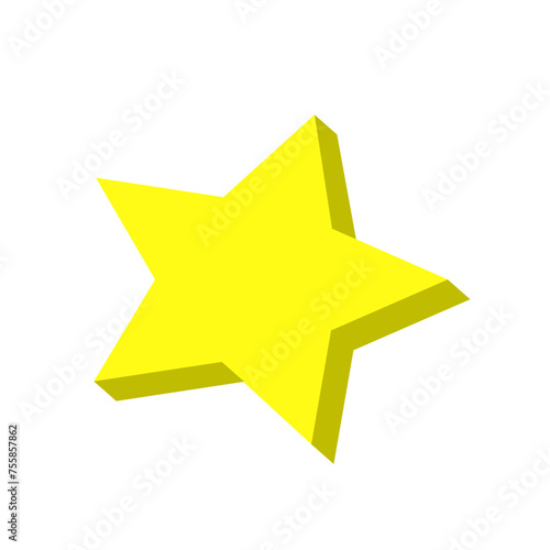 Golden vector star. 3 d illustration icon.