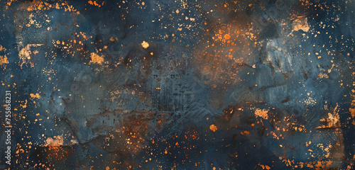 A realistic image of a mottled background merging midnight blue with a metallic copper, creating an impression of the night sky illuminated by city lights
