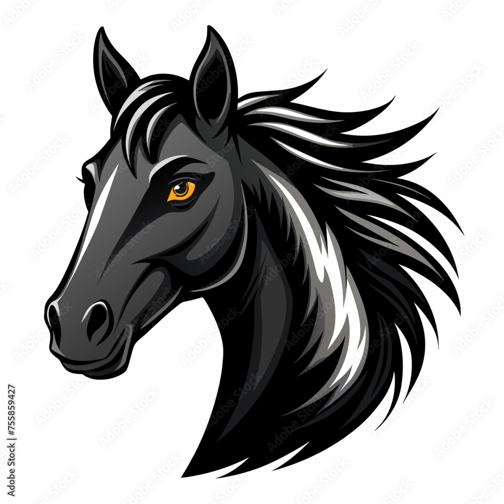 Horse  black head vector