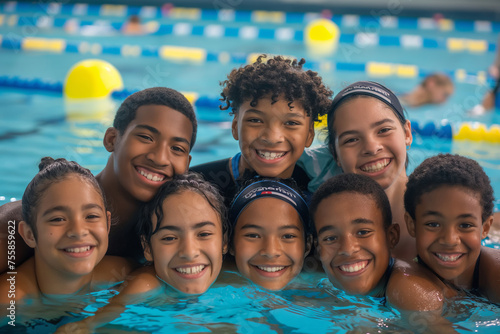 Teens who volunteer as swimming instructors for underprivileged youth in their community. Generative AI