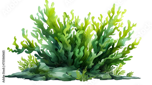 Seaweed spirulina in cartoon form underwater, generative ai © Saleem