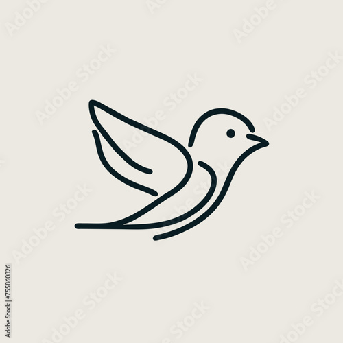 bird logo minimal, vector illustration line art