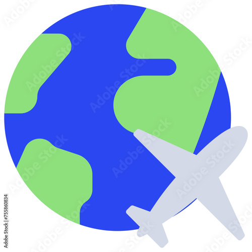 Plane On World Icon