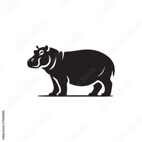 Gentle Giants vector art: Vector Hippo Silhouette, Minimalist Black Hippo illustration. © Wolfe 