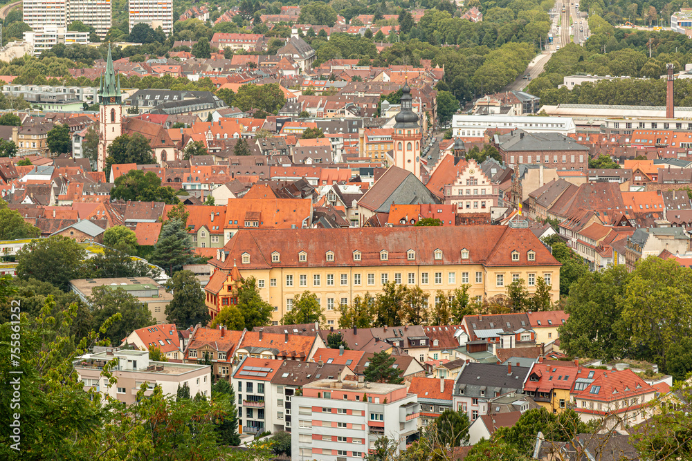 Altstadt von Karlsruhe Durlach, Deutschland vom Turmberg aus gesehen