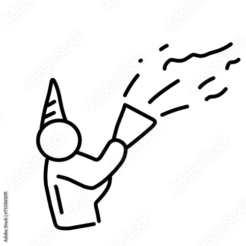 Happy line icon the icons as fun, enjoy, party, good mood, celebrate.