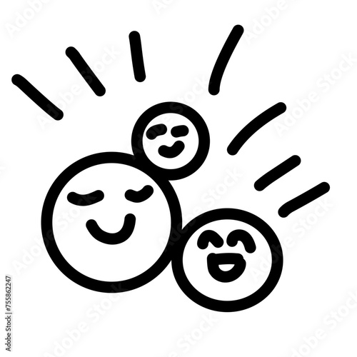 Happy line icon the icons as fun, enjoy, party, good mood, celebrate.