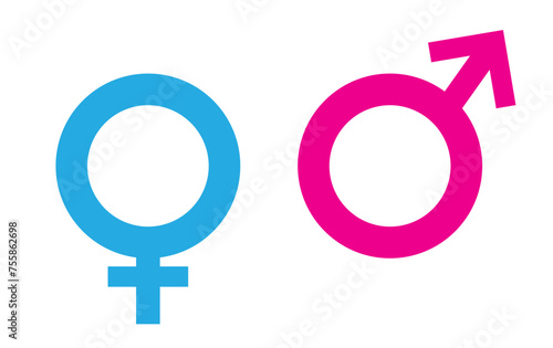 Gender symbols. Male, female sex sign gender equality icon vector illustration. Equality gender, arrow up and down position photo