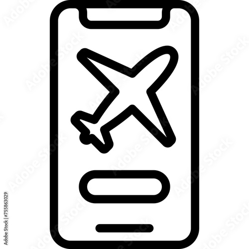 Book Flight On Mobile Icon
