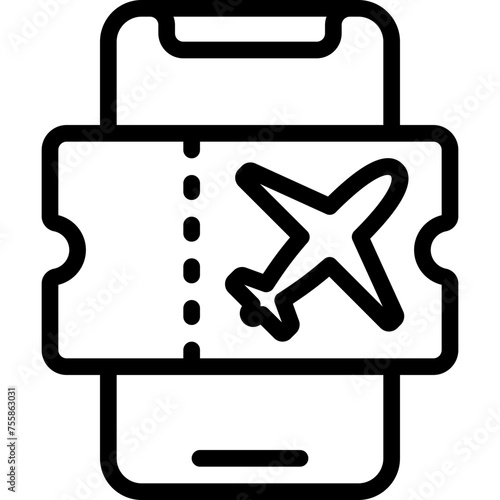 Mobile Phone Plane Ticket Icon