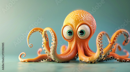 3d Cute Cartoon Octopus Character