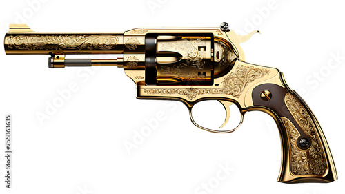 An Antique Metallic Colt Revolver - PNG Cutout Isolated in a Transparent Backdrop