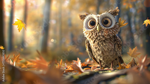 3d Cute Cartoon Owl