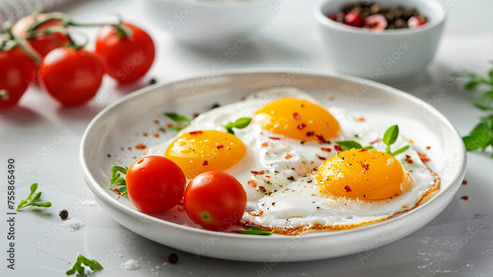 Ovary with tomatoes in a plate Ovary with tomatoes in a plate
