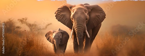 mother and baby elephant 4K Video