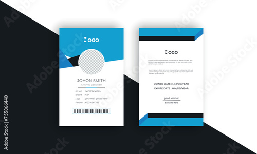 Double-sided modern creative and corporate company employee id card design template.