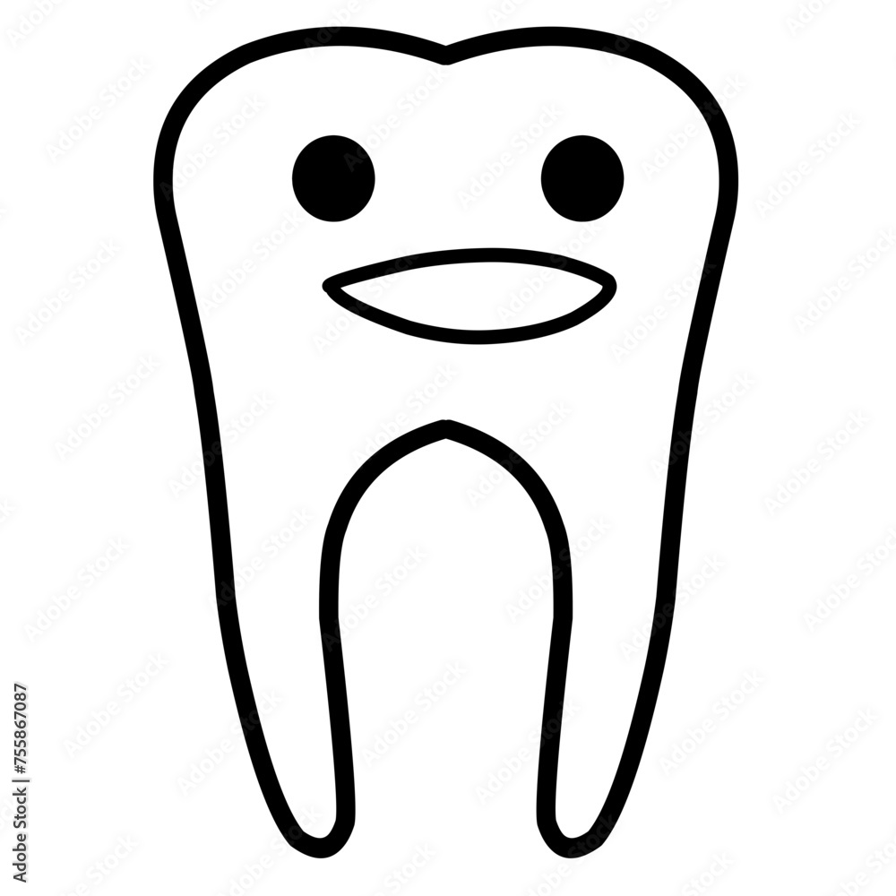 Hand Drawn Smiling Thooth, Outline Vector Hand Drawn Smiling Thooth, Outline Vector