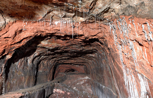 HIMALAYAN SALT IN KHEWRA SALT MINES IN PUNJAB IN PAKISTAN. 