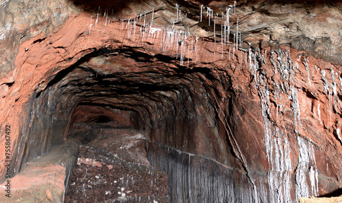 HIMALAYAN SALT IN KHEWRA SALT MINES IN PUNJAB IN PAKISTAN. 