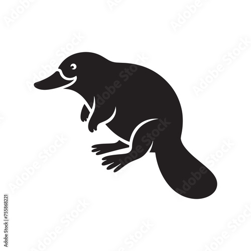 Curious Creations vector art: Vector Platypus Silhouette Collection, Minimalist Black platypus illustration.