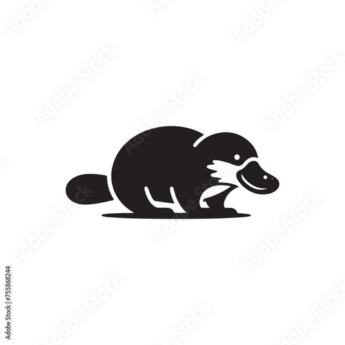 Curious Creations vector art: Vector Platypus Silhouette Collection, Minimalist Black platypus illustration.