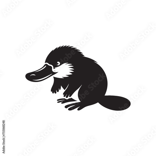 Curious Creations vector art: Vector Platypus Silhouette Collection, Minimalist Black platypus illustration.