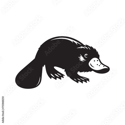 Curious Creations vector art: Vector Platypus Silhouette Collection, Minimalist Black platypus illustration.