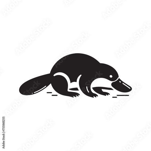 Curious Creations vector art: Vector Platypus Silhouette Collection, Minimalist Black platypus illustration.