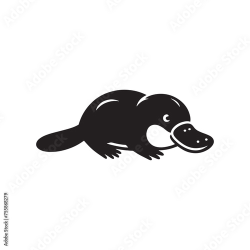 Curious Creations vector art: Vector Platypus Silhouette Collection, Minimalist Black platypus illustration.