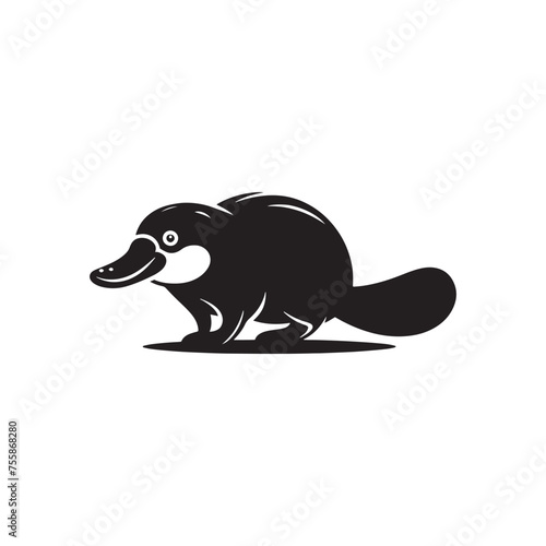 Curious Creations vector art: Vector Platypus Silhouette Collection, Minimalist Black platypus illustration.