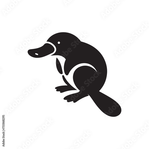 Curious Creations vector art: Vector Platypus Silhouette Collection, Minimalist Black platypus illustration.