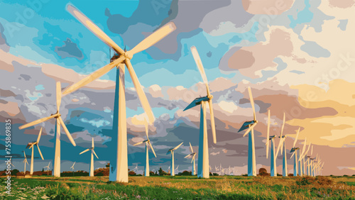 Windmill Landscape, AI generated
