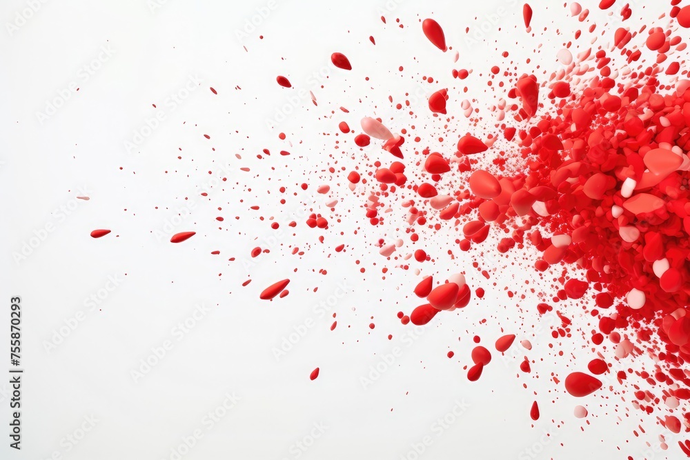 Splash of a white red paint isolated on white background