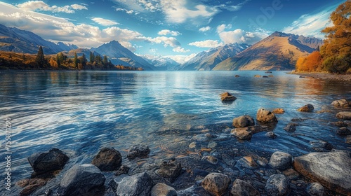 Lake offers a breathtaking vista of serene waters framed by majestic mountain peaks.