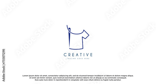 Sewing needle with cloth for tailor logo design vector inspiration.