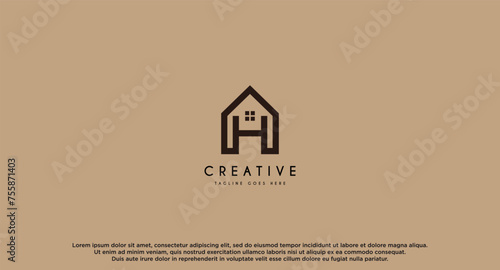 Initial Letter H house, home, real estate logo design.