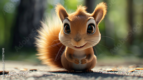 3d Cute Cartoon Squirrel Character