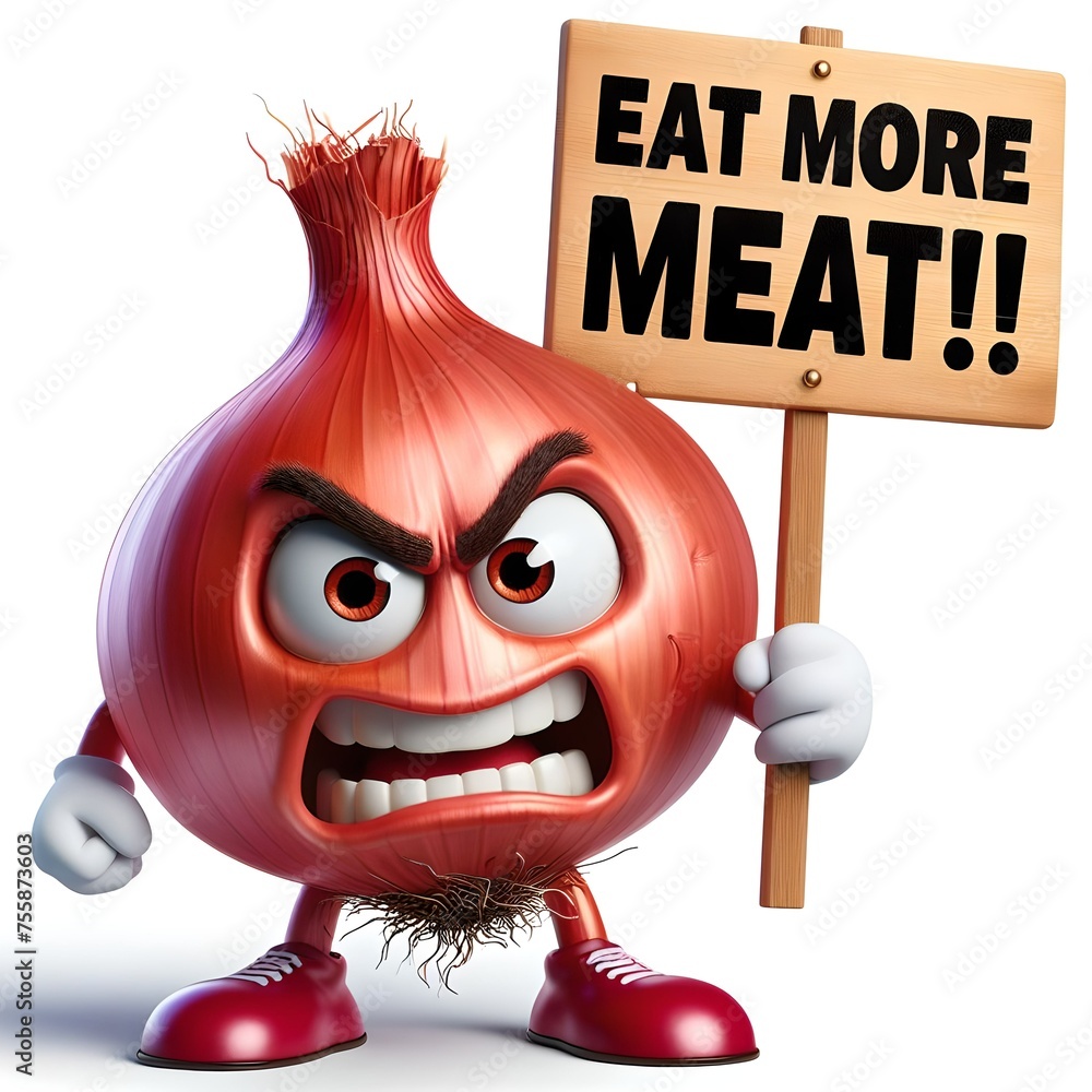 3D realistic image of angry vegetables conveying the message 'Say no to ...