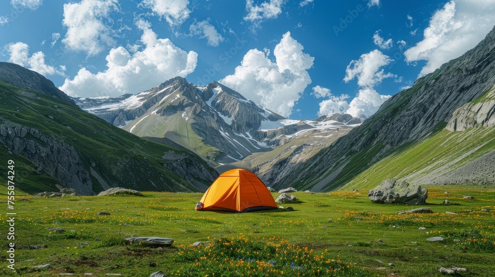 Kashmir Mountain Camping: A Serene Adventure generative ai