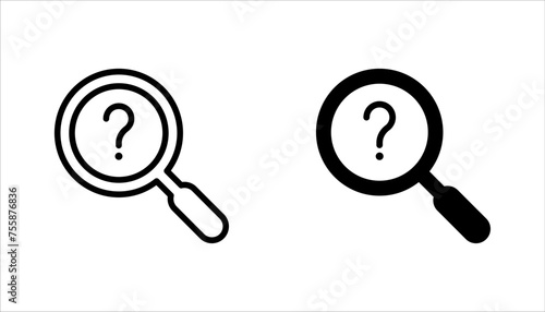 magnifying glass with question mark icon set. search sign vector illustration on white background