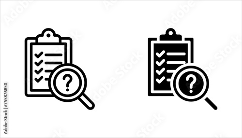 magnifying glass with question mark icon set. search sign vector illustration on white background