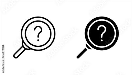 magnifying glass with question mark icon set. search sign vector illustration on white background