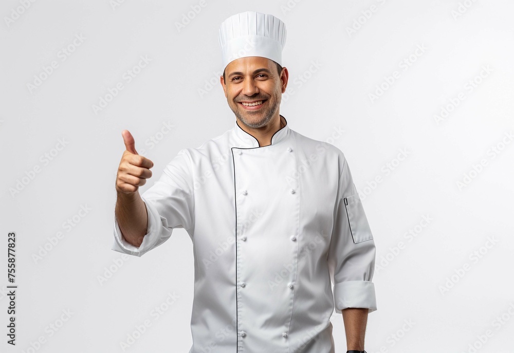 Chef happy face strong posture and thump's up Chef happy face strong posture and thump's up