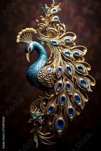 Reviving Heritage: Peacock-Themed Indian Jewelry generative ai